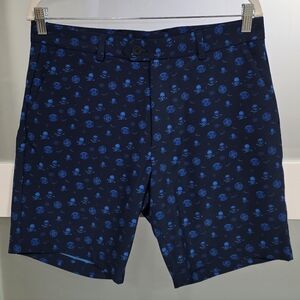 G/FORE Navy and Bright Blue Skull-Print Golf Shorts